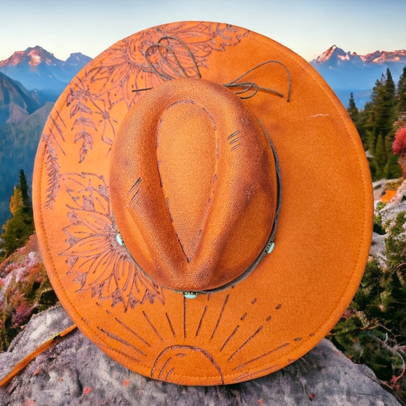 Handcrafted Burnt Rancher Hat - Picture 2 of 3